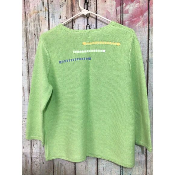 Breckenridge Petite Lime Multi Cardigan Sweater Size Petite Small ❄️💕 - Picture 2 of 9